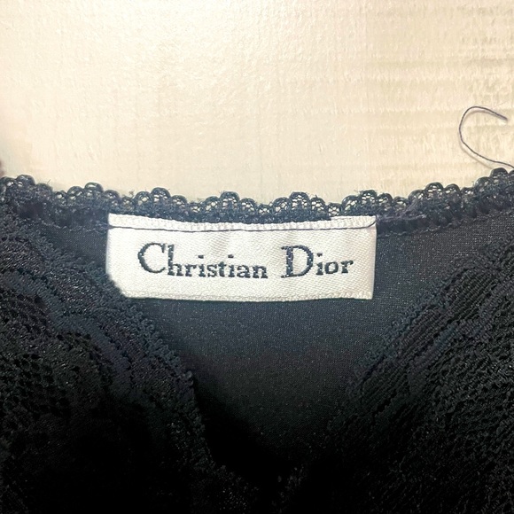 Vintage Christian Dior Black Lacy Full Slip Sz M - Picture 4 of 6